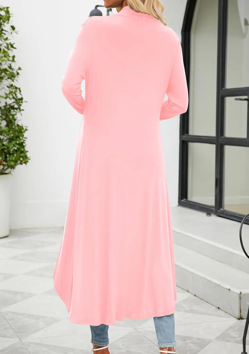 POGTMM Women's Casual Long Open Front Drape Lightweight Duster High Low Hem Maxi Long Sleeve Cardigan (S-3XL)