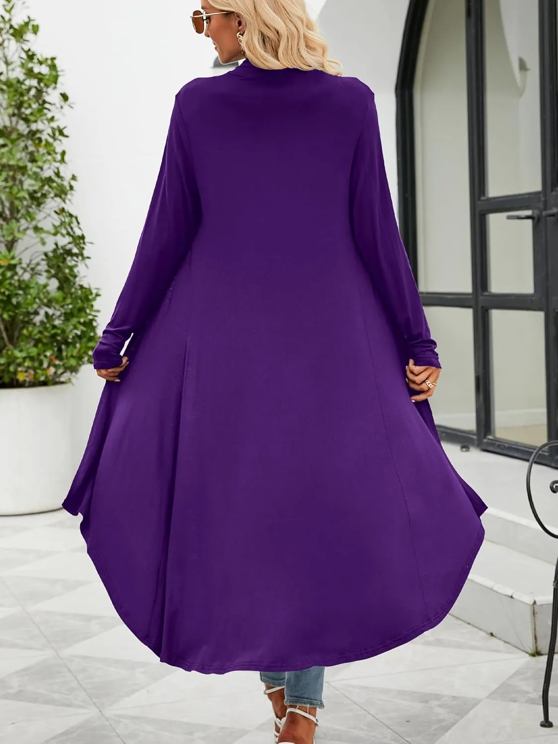 POGTMM Women's Casual Long Open Front Drape Lightweight Duster High Low Hem Maxi Long Sleeve Cardigan (S-3XL)