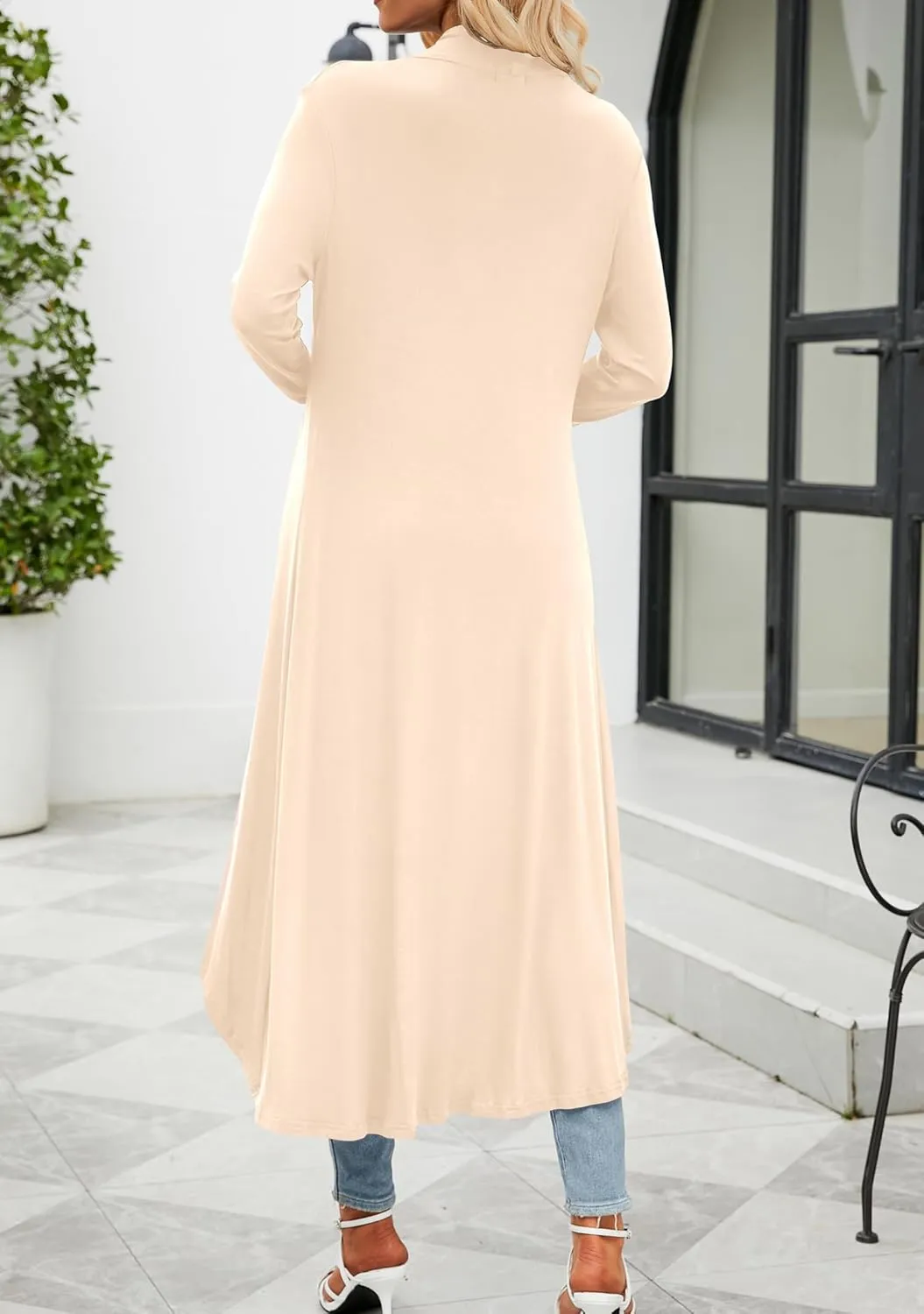 POGTMM Women's Casual Long Open Front Drape Lightweight Duster High Low Hem Maxi Long Sleeve Cardigan (S-3XL)