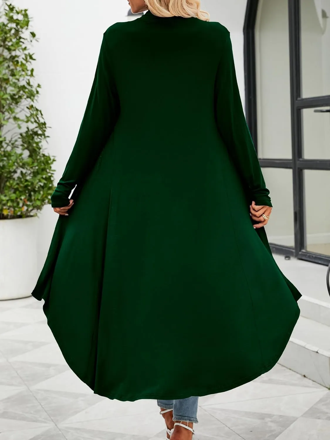 POGTMM Women's Casual Long Open Front Drape Lightweight Duster High Low Hem Maxi Long Sleeve Cardigan (S-3XL)