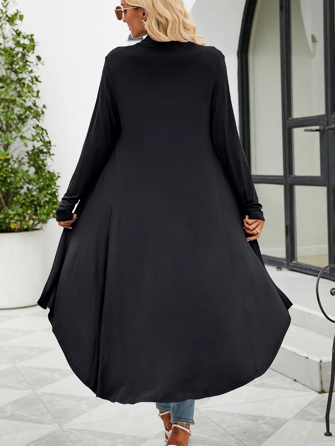 POGTMM Women's Casual Long Open Front Drape Lightweight Duster High Low Hem Maxi Long Sleeve Cardigan (S-3XL)