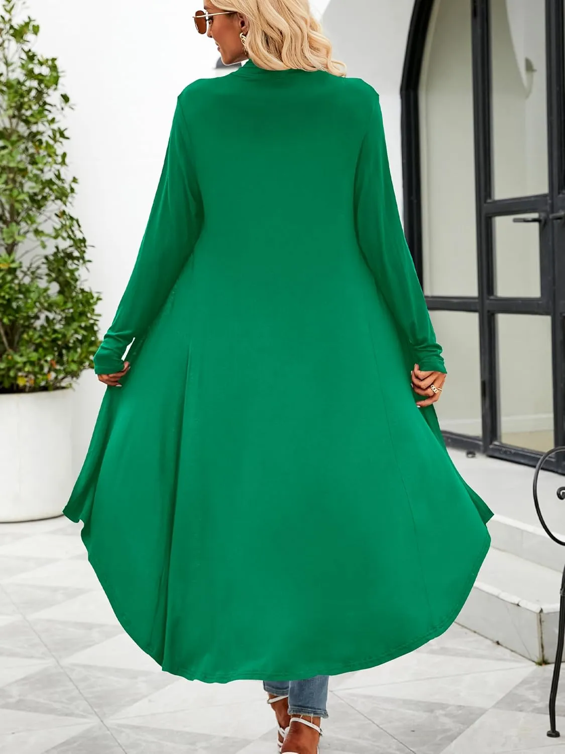 POGTMM Women's Casual Long Open Front Drape Lightweight Duster High Low Hem Maxi Long Sleeve Cardigan (S-3XL)