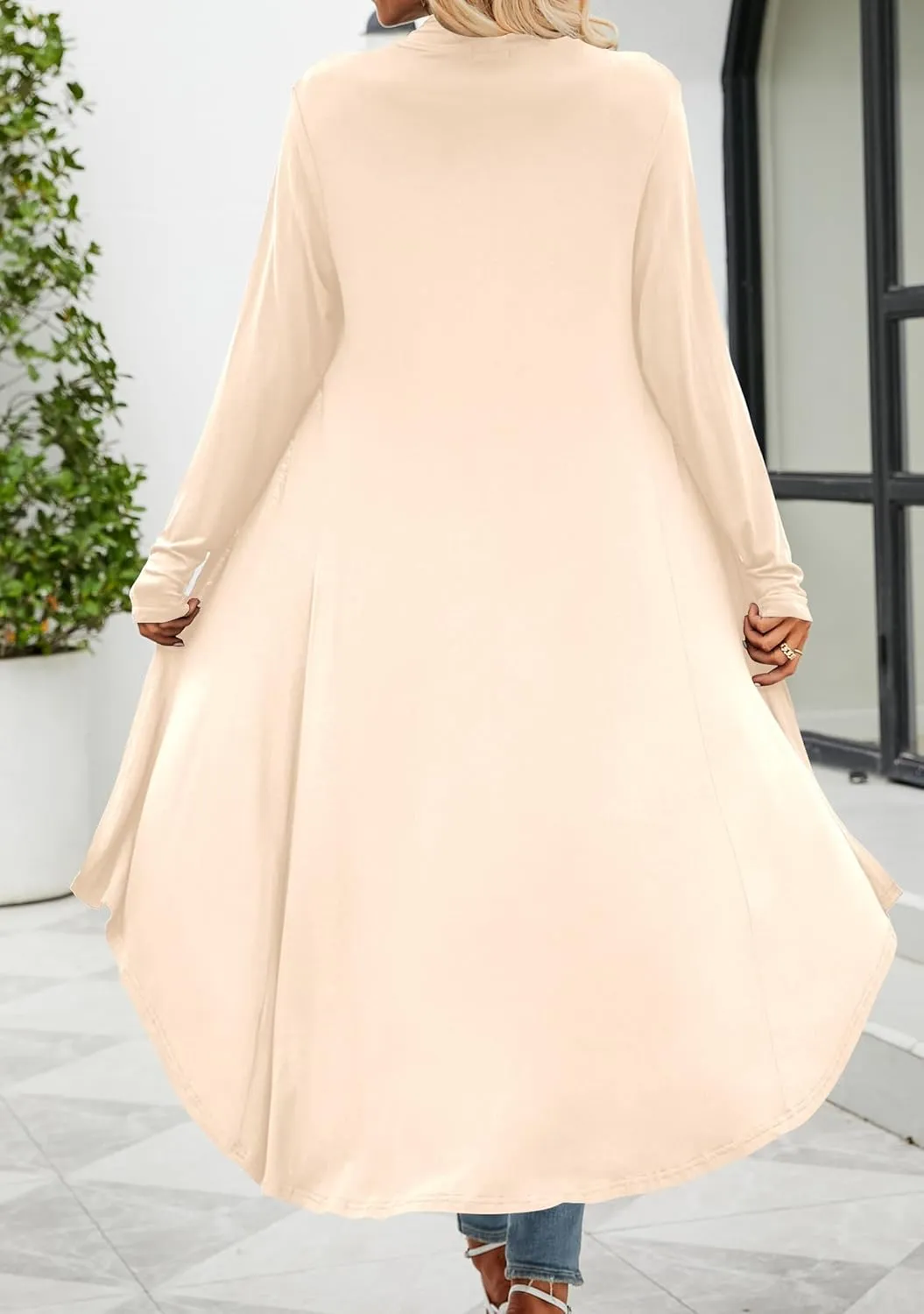 POGTMM Women's Casual Long Open Front Drape Lightweight Duster High Low Hem Maxi Long Sleeve Cardigan (S-3XL)