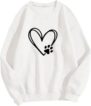 Preppy Graphic Hoodies for Teen Girls 2024 Fall Fashion Oversized Long Sleeve Crewneck Sweatshirts Women Clothes