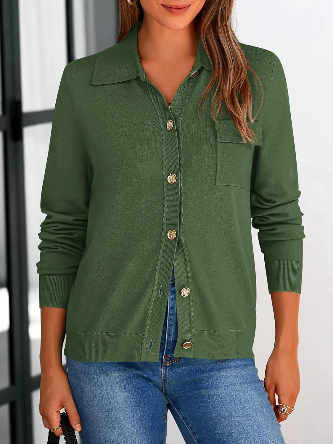 PRETTYGARDEN Women's 2025 Spring Long Sleeve Knitted Button Down Shirts Lightweight Cardigan for Women Dressy Casual Tops