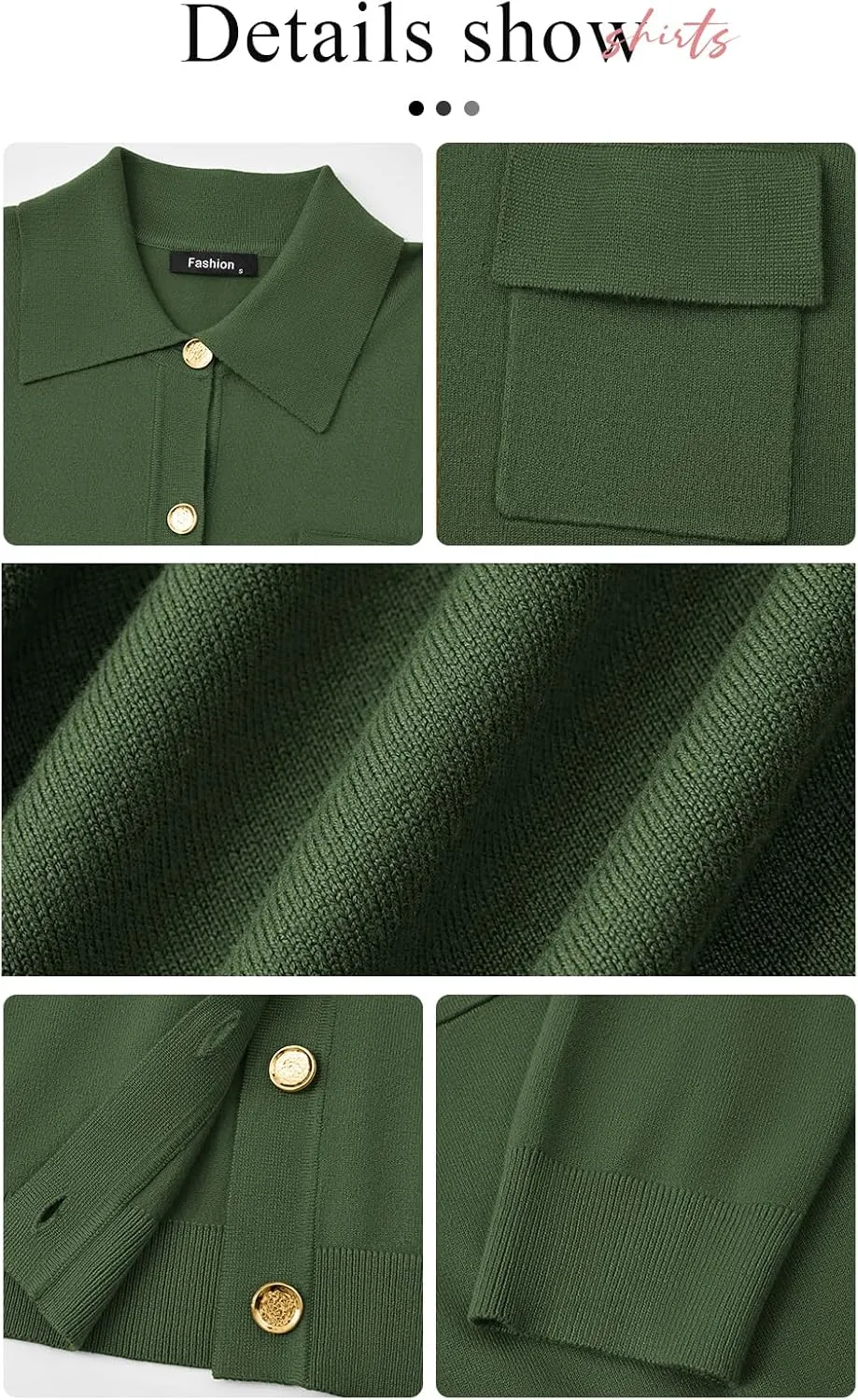 PRETTYGARDEN Women's 2025 Spring Long Sleeve Knitted Button Down Shirts Lightweight Cardigan for Women Dressy Casual Tops