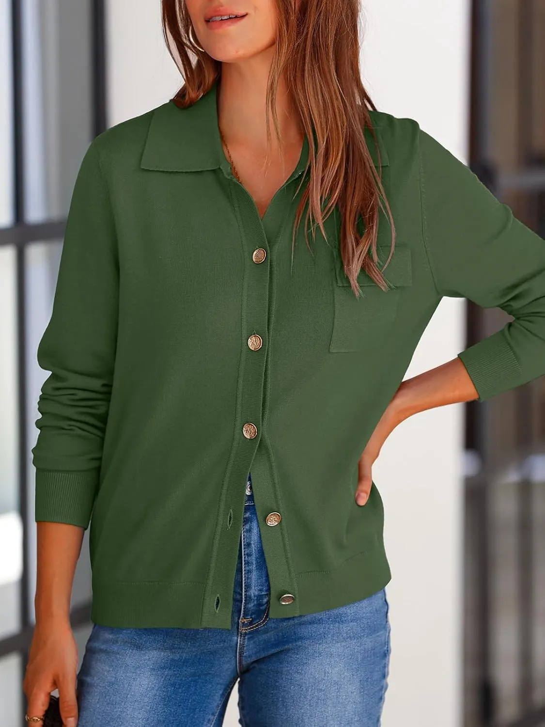 PRETTYGARDEN Women's 2025 Spring Long Sleeve Knitted Button Down Shirts Lightweight Cardigan for Women Dressy Casual Tops