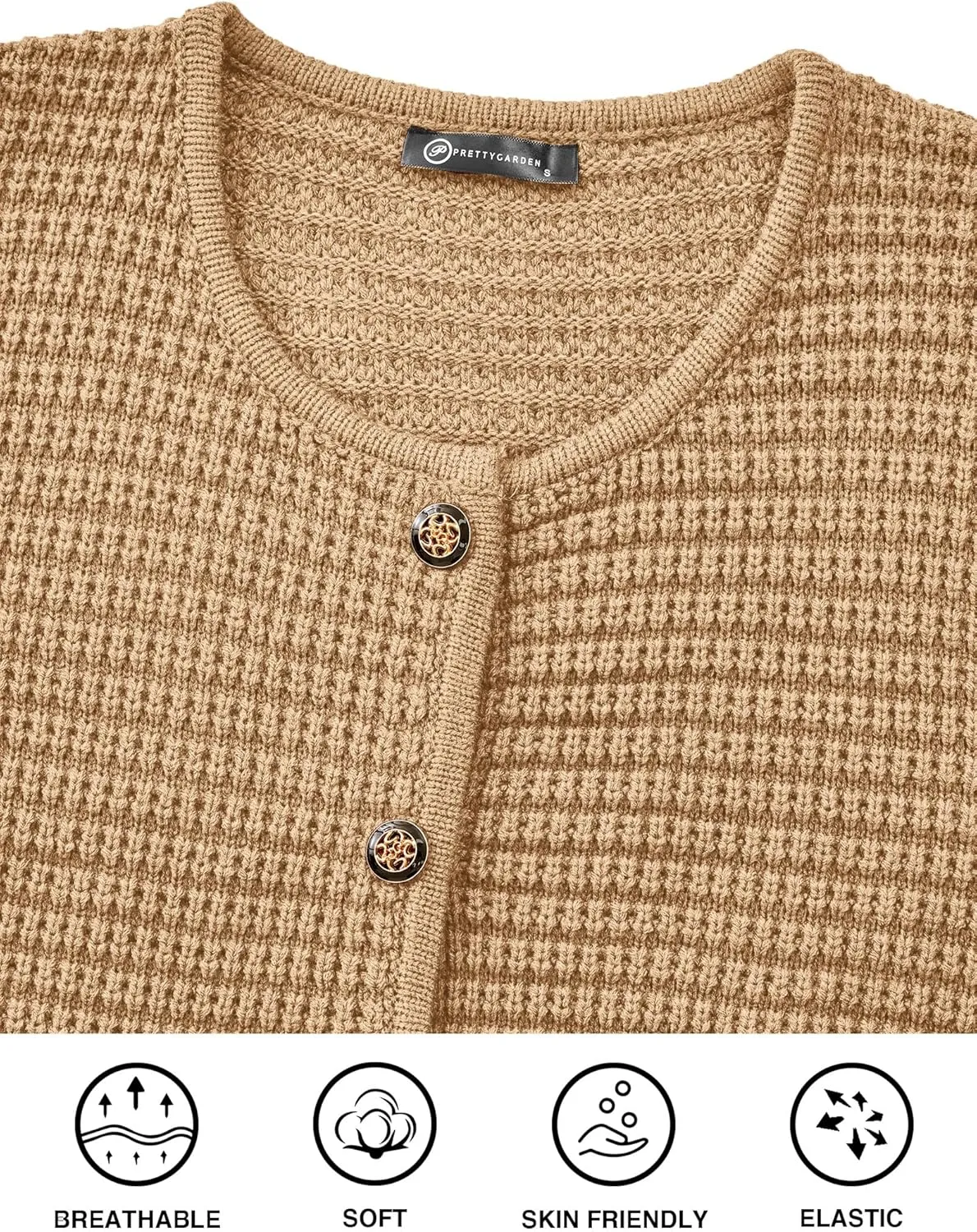 PRETTYGARDEN Women's Knit Cardigan Sweaters Fall Fashion Long Sleeve Open Front Button Down Trendy Casual Sweater Jacket