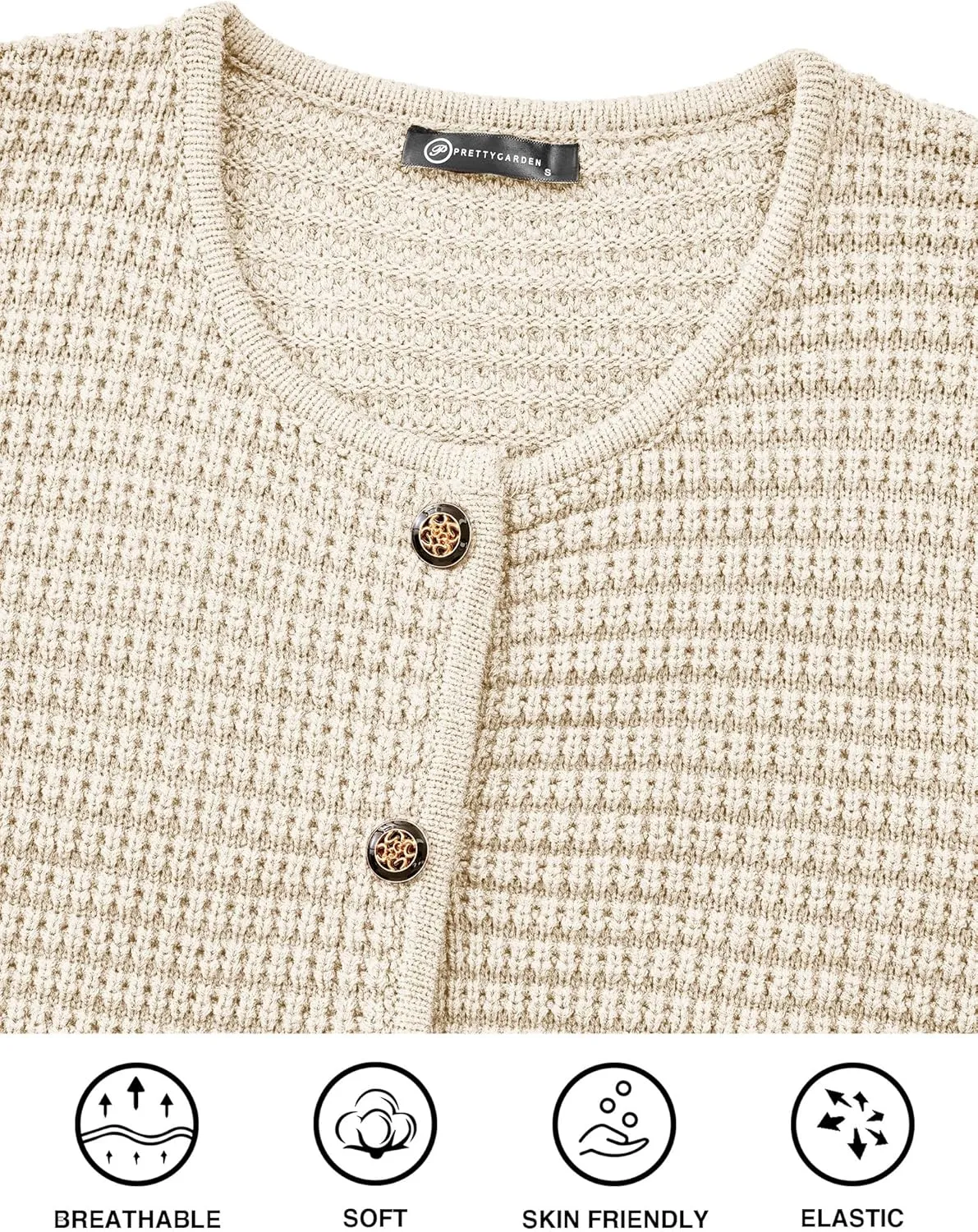 PRETTYGARDEN Women's Knit Cardigan Sweaters Fall Fashion Long Sleeve Open Front Button Down Trendy Casual Sweater Jacket