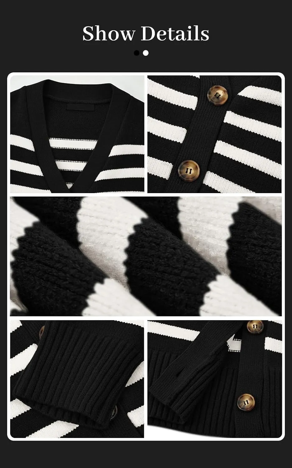 PRETTYGARDEN Women's Long Sleeve Striped Open Front Cardigan Sweaters Button Down Knit Lady Jackets 2025 Fall Outfits