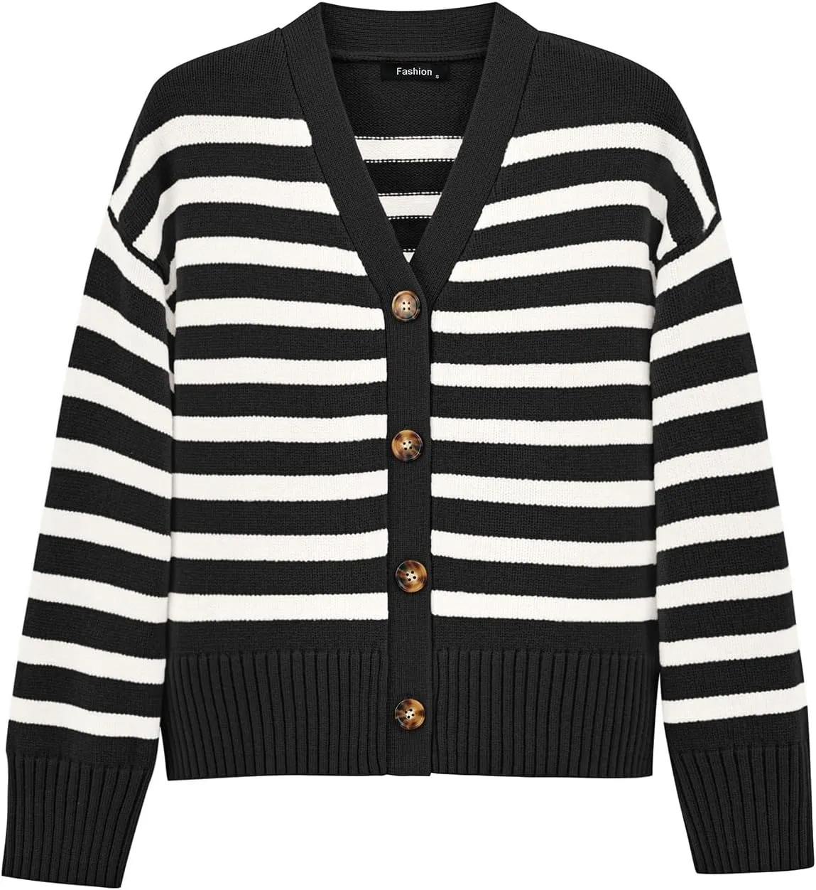 PRETTYGARDEN Women's Long Sleeve Striped Open Front Cardigan Sweaters Button Down Knit Lady Jackets 2025 Fall Outfits