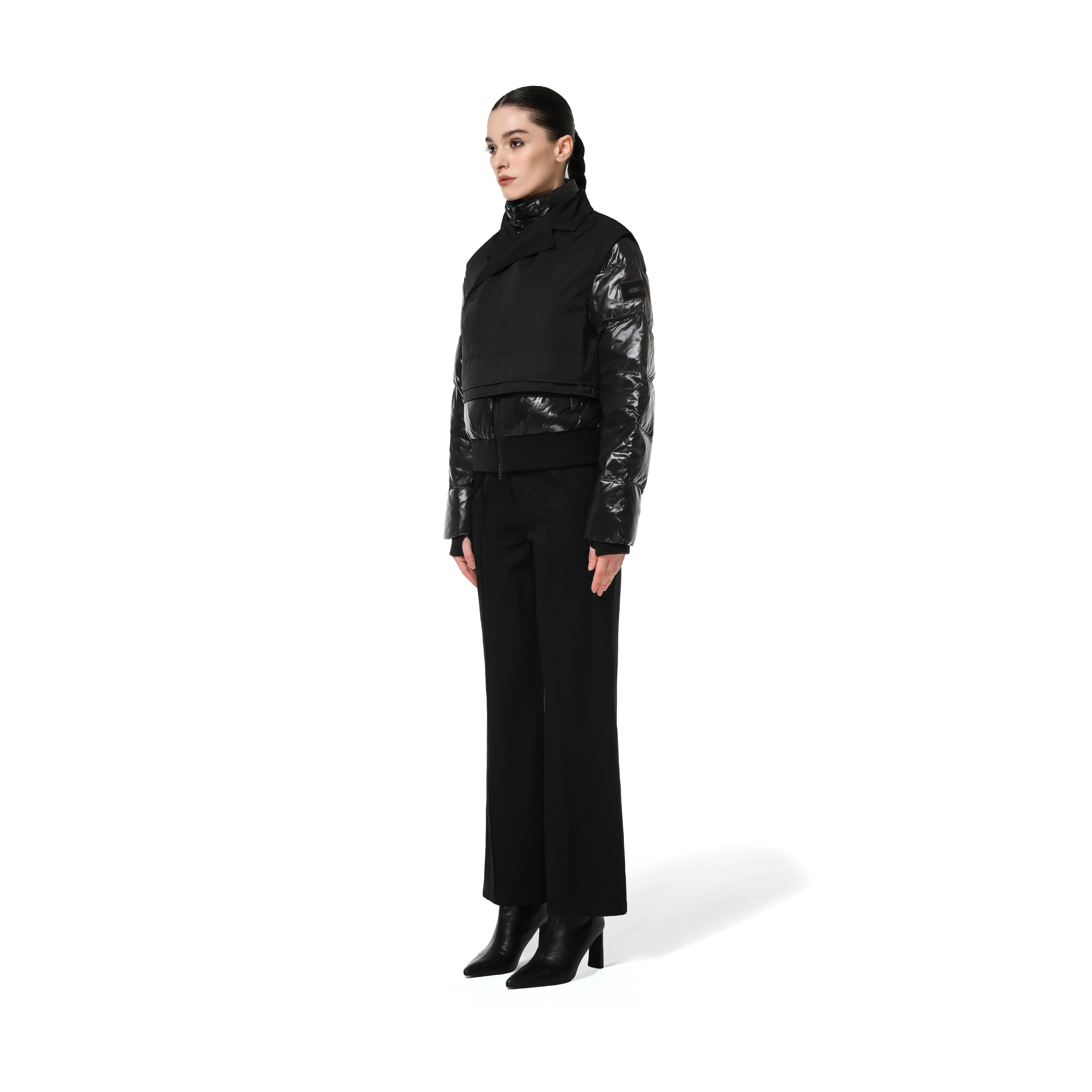 PUFFER JACKET WITH VEST - BLACK