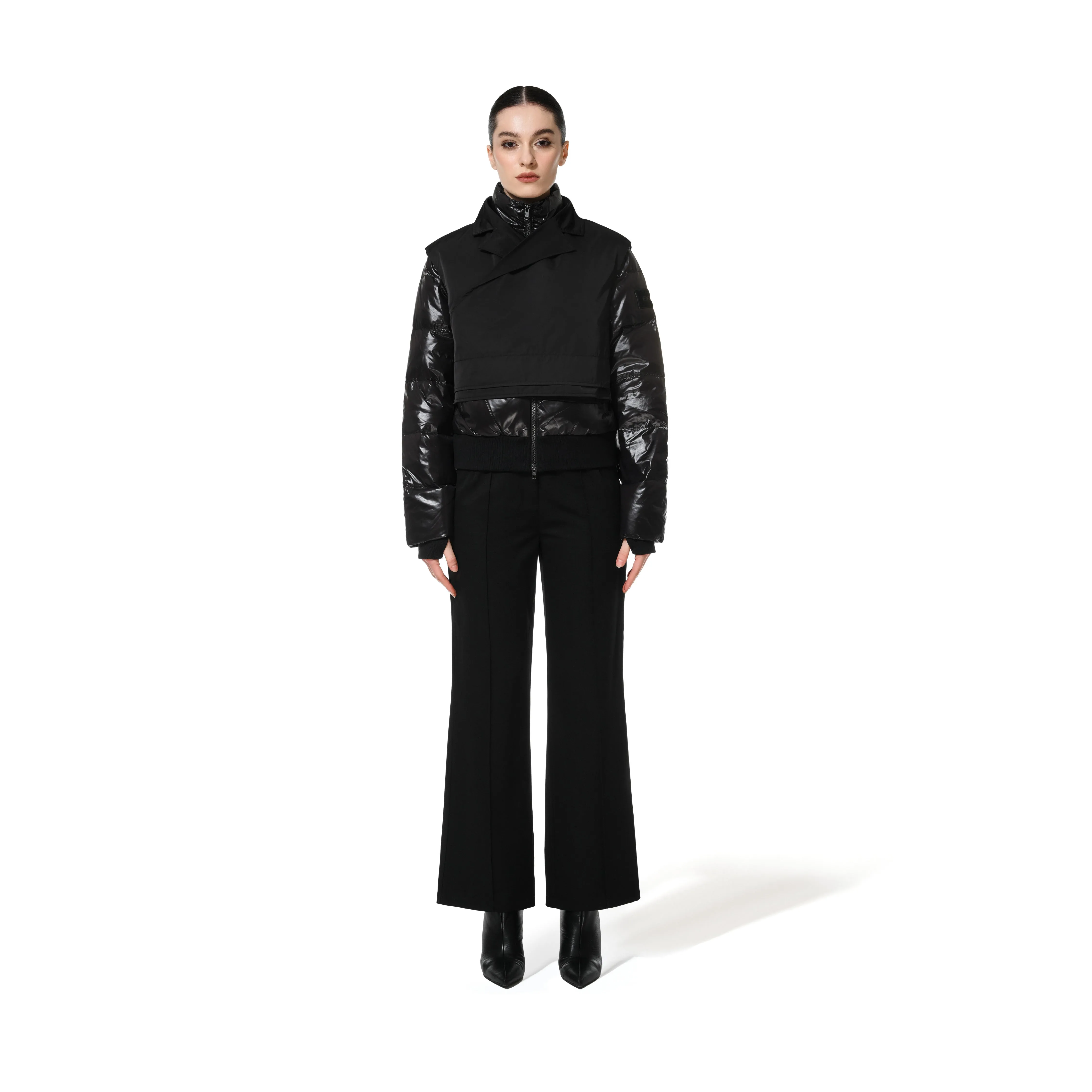 PUFFER JACKET WITH VEST - BLACK