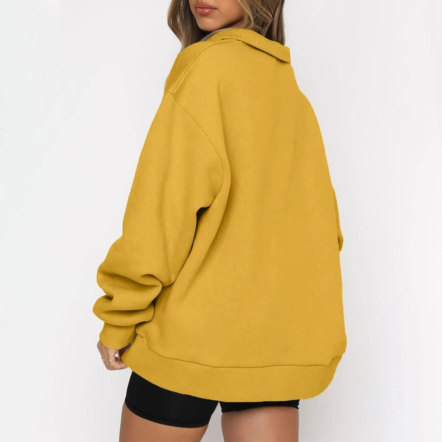 Quarter Zip Pullover Women Fleece Lightweight Oversized Sweatshirt Preppy Cute Sweatshirts Hoodies with Zipper