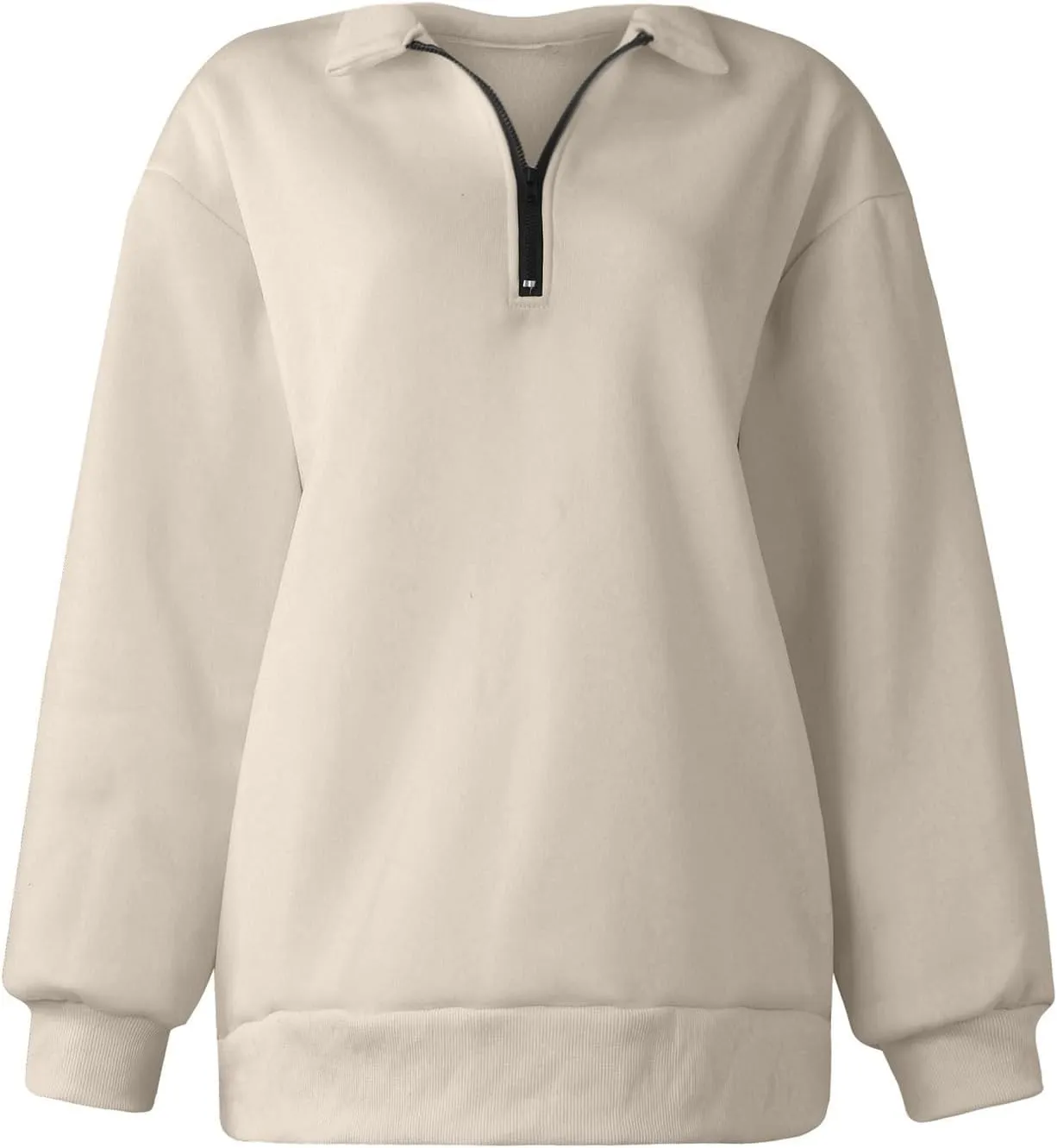 Quarter Zip Sweatshirt Women Oversized Zip Up Hoodie 1/4 Zip Fleece Pullover Long Sleeve Sweater Preppy Sweatshirts