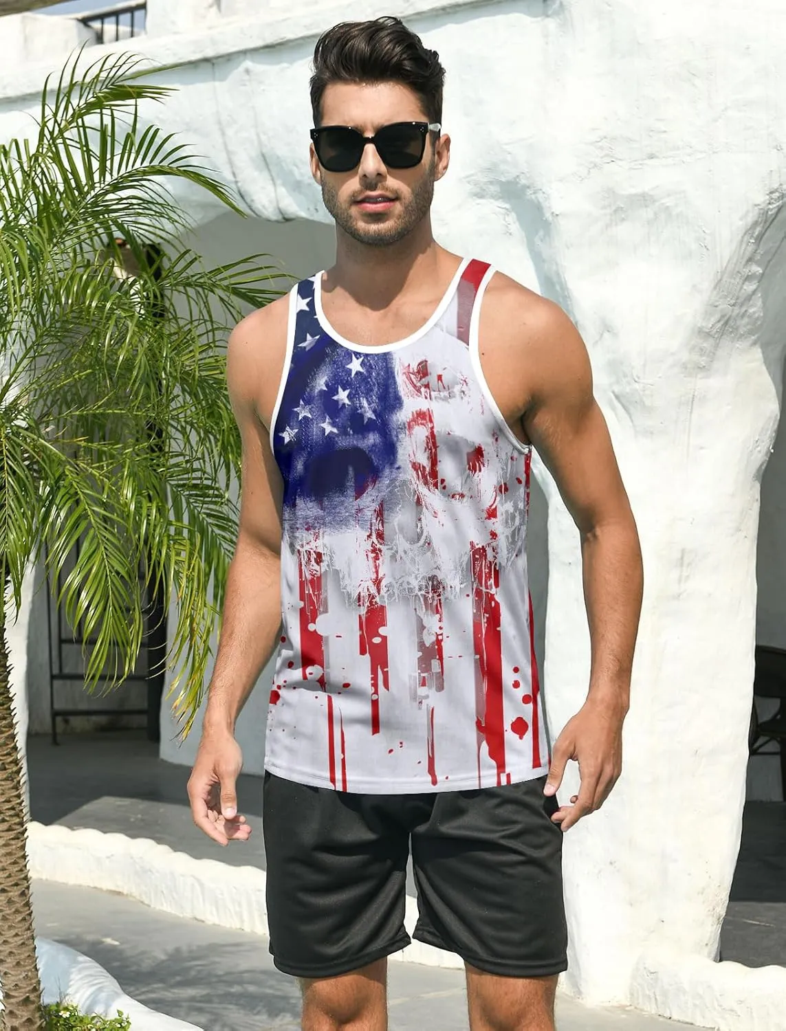RAISEVERN Mens Tank Top Summer Sleeveless Shirts Beach Graphic Gym Running Undershirts Funny Workout Tees