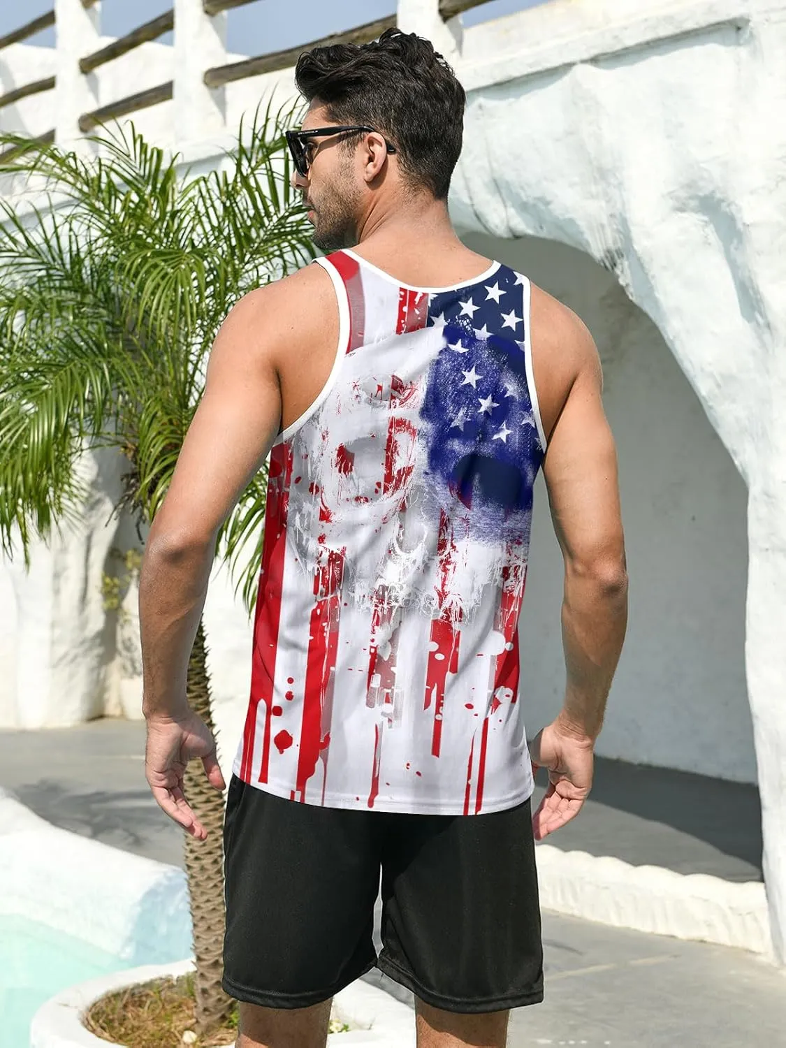 RAISEVERN Mens Tank Top Summer Sleeveless Shirts Beach Graphic Gym Running Undershirts Funny Workout Tees