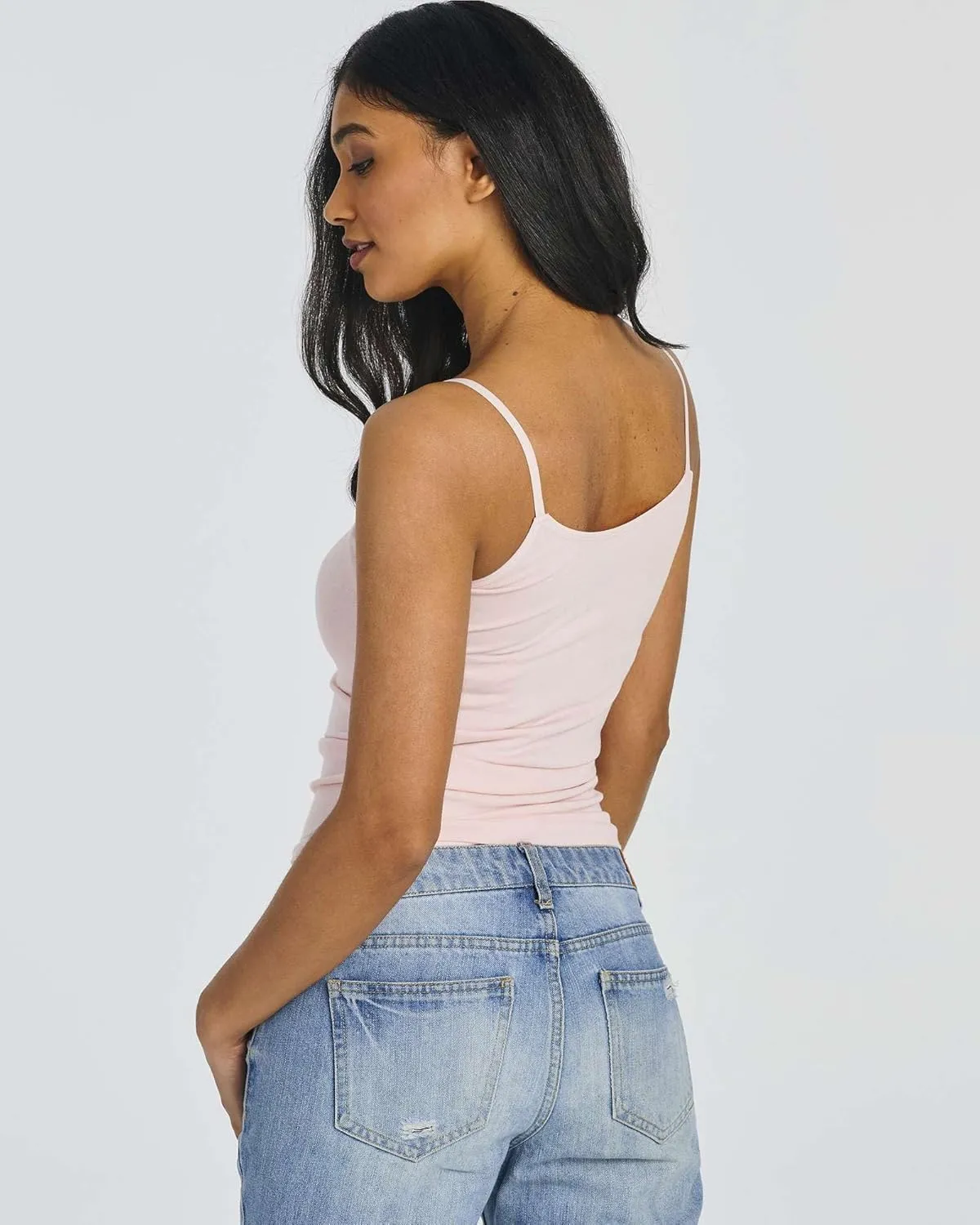 Real Essentials 5 Pack: Women's Ribbed Spaghetti Strap Camisole Seamless Tank Top