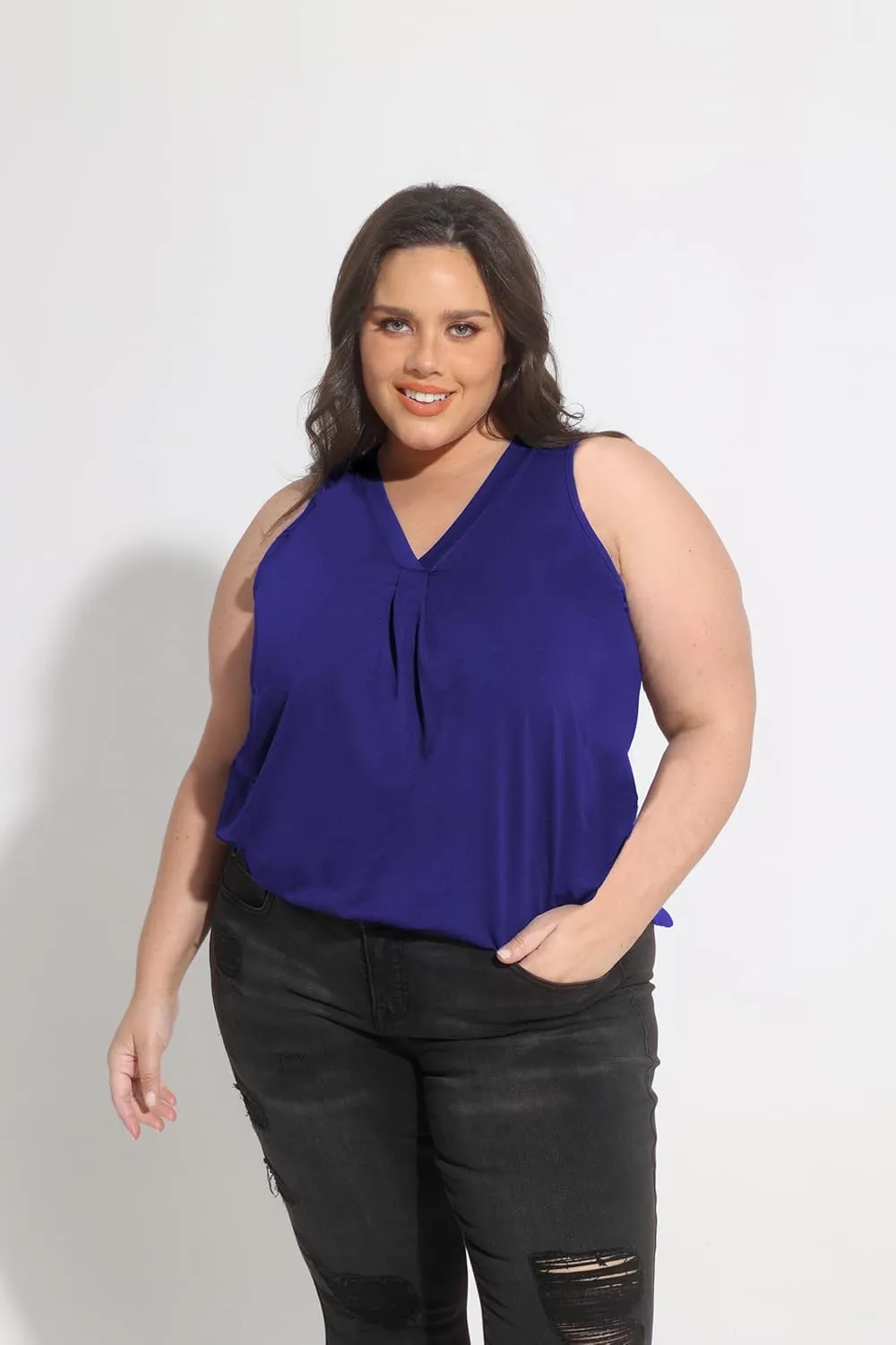 RITERA Plus Size Tank Tops for Women Tie Dye V Neck Sleeveless Shirt Casual Basic Muticolor Oversized Tanks XL-5XL