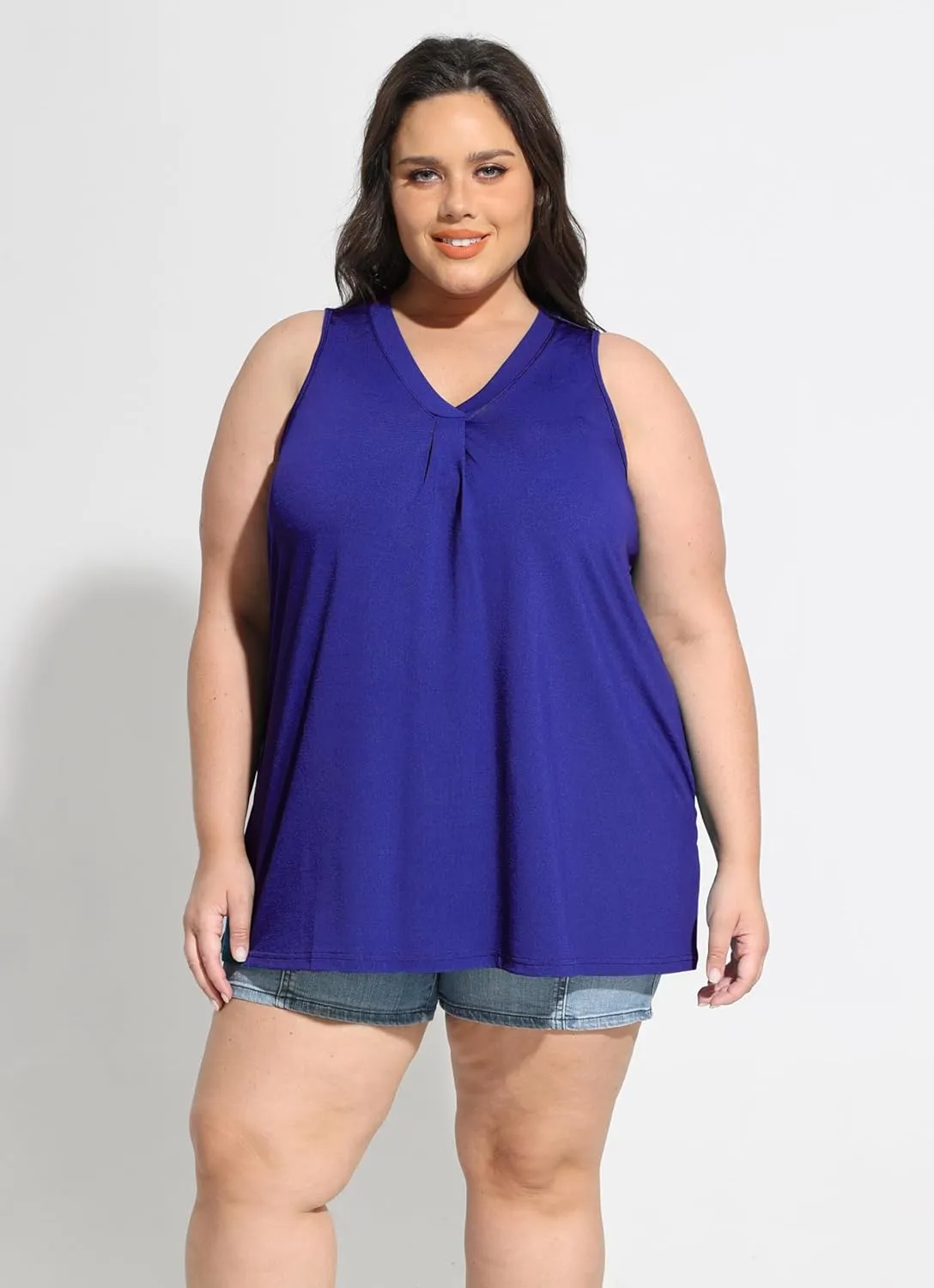 RITERA Plus Size Tank Tops for Women Tie Dye V Neck Sleeveless Shirt Casual Basic Muticolor Oversized Tanks XL-5XL