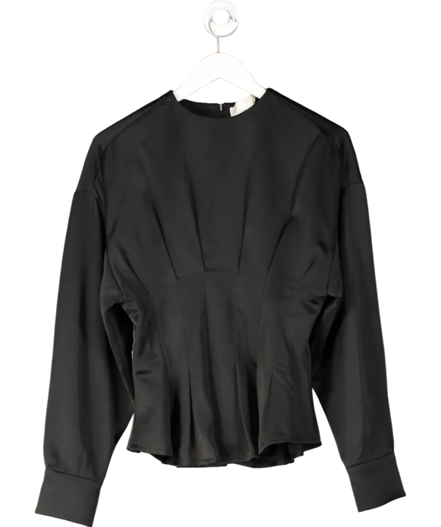 Rohe Black Wool Blend Flared Long Sleeve Top UK 8
