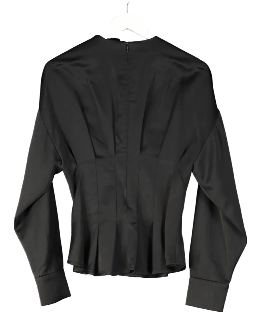 Rohe Black Wool Blend Flared Long Sleeve Top UK 8