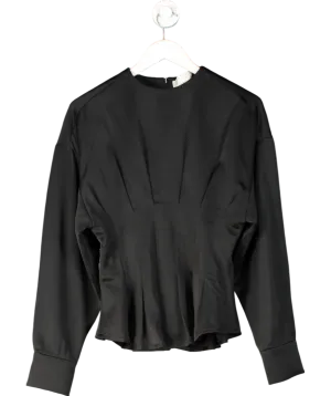 Rohe Black Wool Blend Flared Long Sleeve Top UK 8