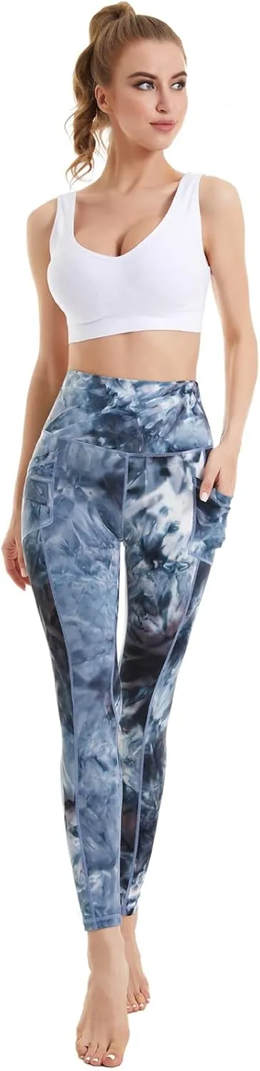 ROSA JUNIO High Waist Leggings with Pockets for Women, Stretch Workout Leggings Exercise Athletic Yoga Pants