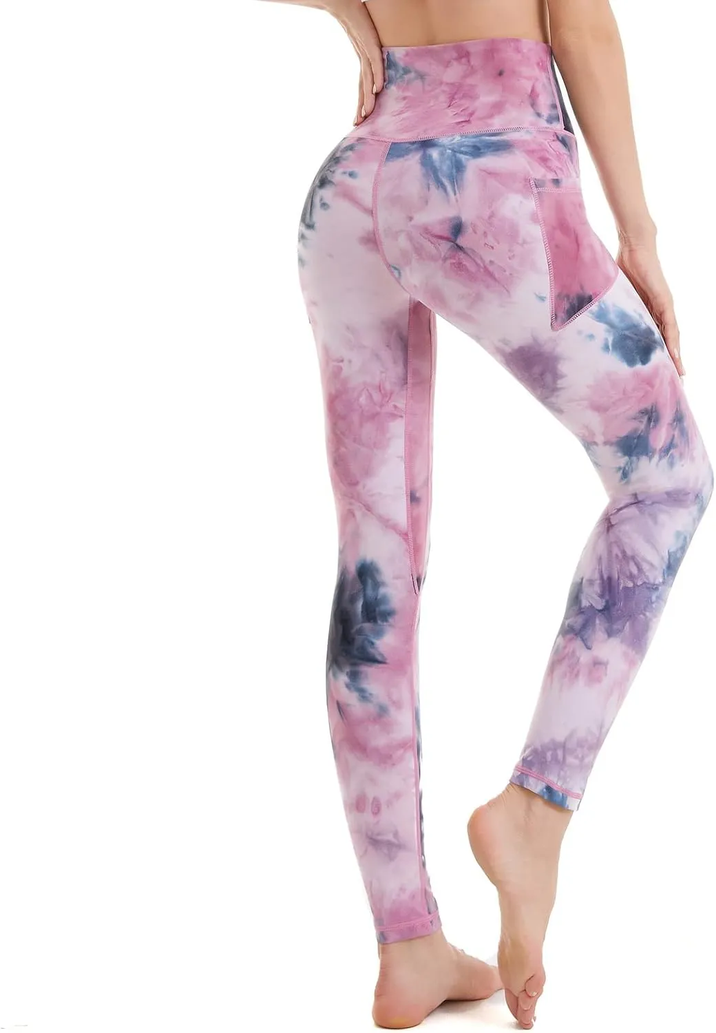 ROSA JUNIO High Waist Leggings with Pockets for Women, Stretch Workout Leggings Exercise Athletic Yoga Pants
