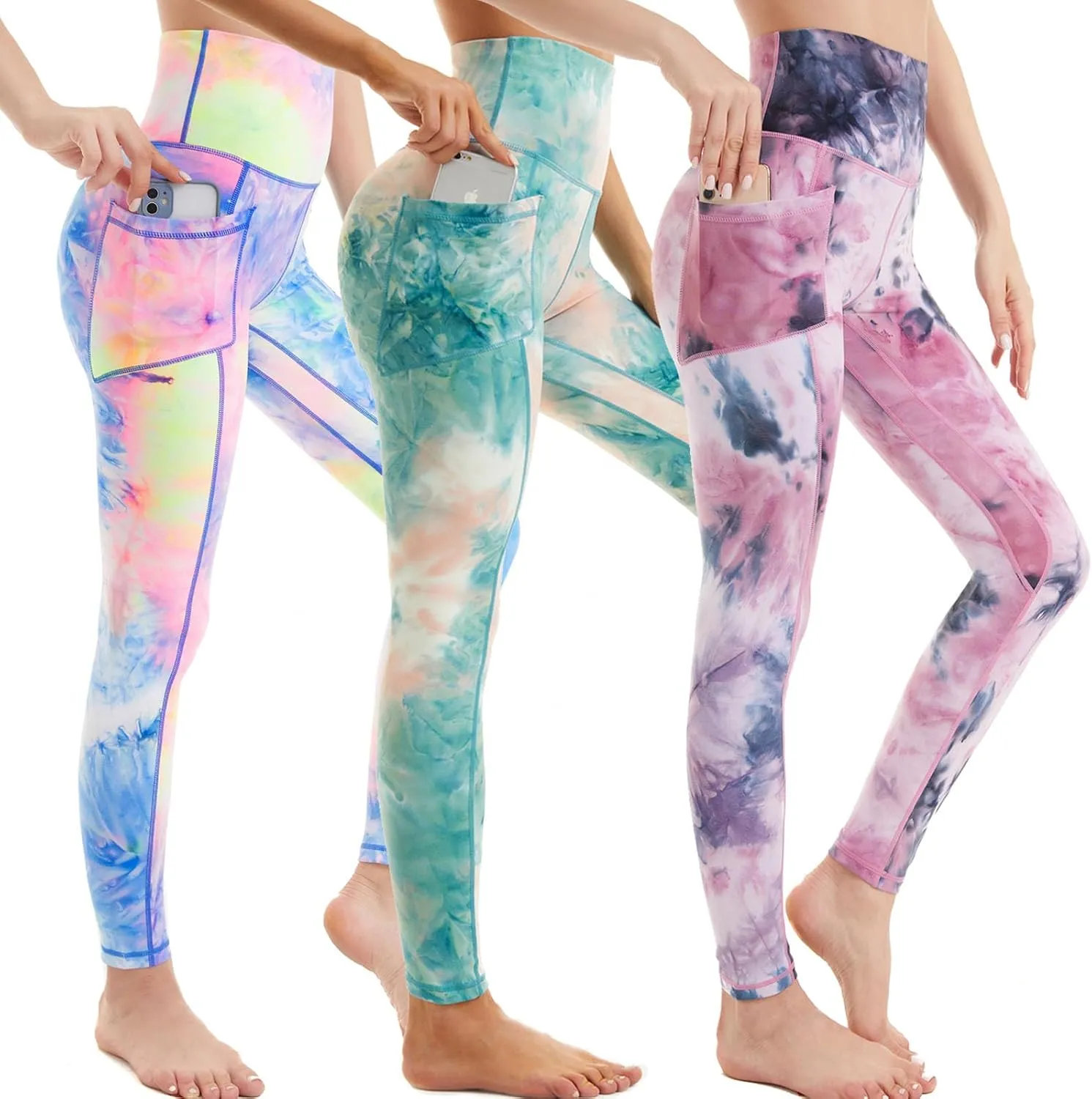 ROSA JUNIO High Waist Leggings with Pockets for Women, Stretch Workout Leggings Exercise Athletic Yoga Pants