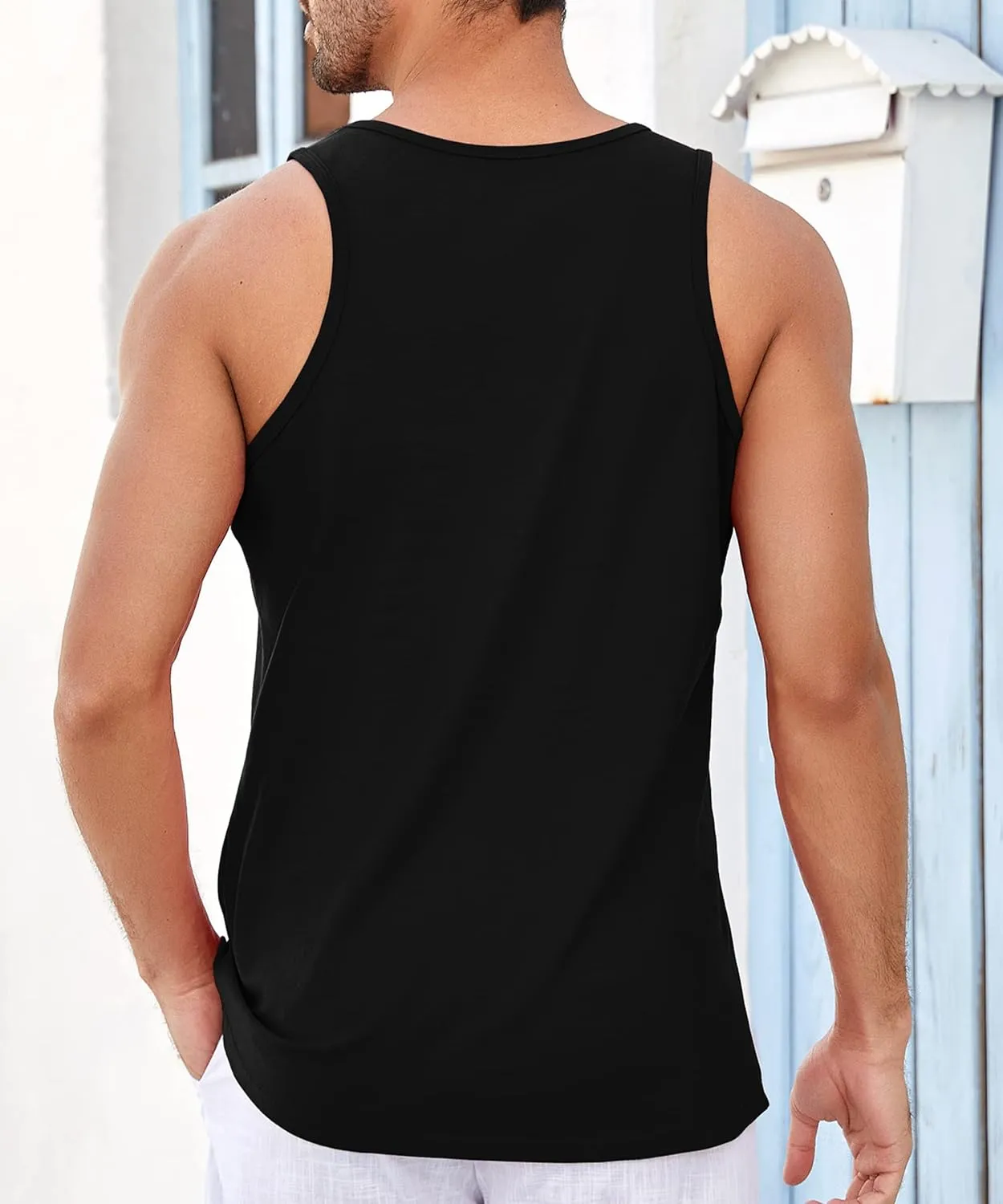 Runcati Mens Workout Tank Tops Gym Sleeveless Shirts Palm Tree Vintage Style T-Shirt