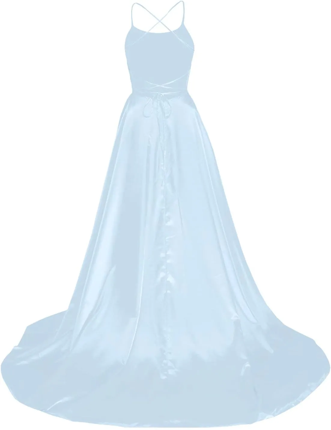 Satin Prom Dresses for Women 2025 Elegant Spaghetti Straps Formal Evening Dress Blackless Maxi Gown with Slit