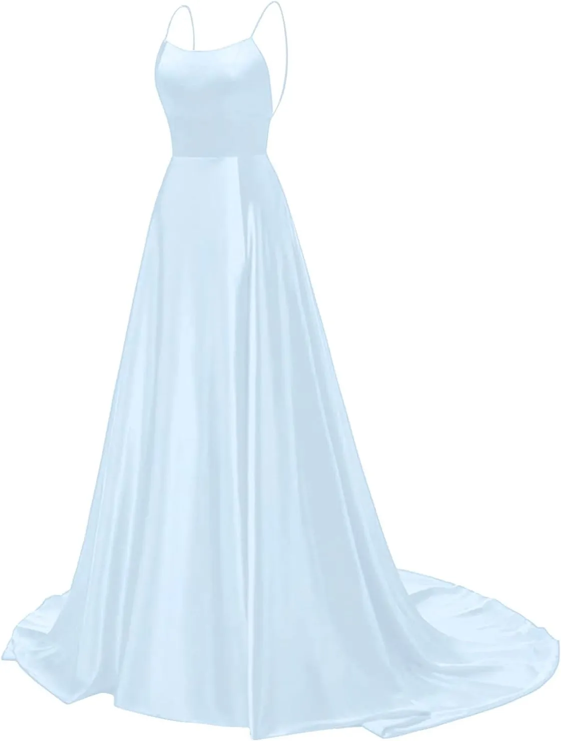 Satin Prom Dresses for Women 2025 Elegant Spaghetti Straps Formal Evening Dress Blackless Maxi Gown with Slit