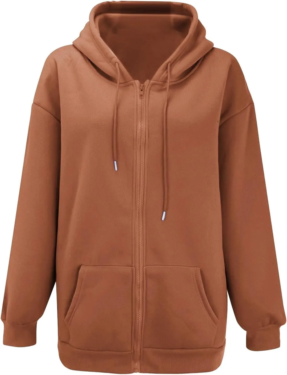 SHAOBGE Fall Sweatshirts for Women Zip Up Hoodies Oversized Sweatshirt Y2K Clothing Casual Drawstring Jacket with Pockets