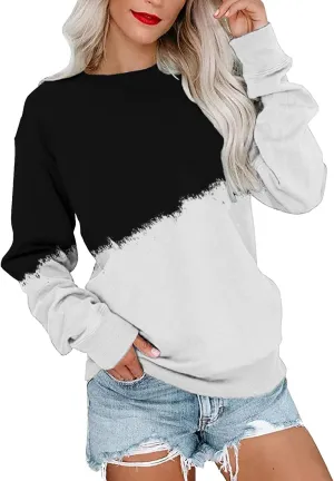 SHAOBGE Womens Fall Crewneck Sweatshirt Light Weight Casual Long Sleeve Oversized Sweatshirt Cute Pullover Fit Hoodies Tops