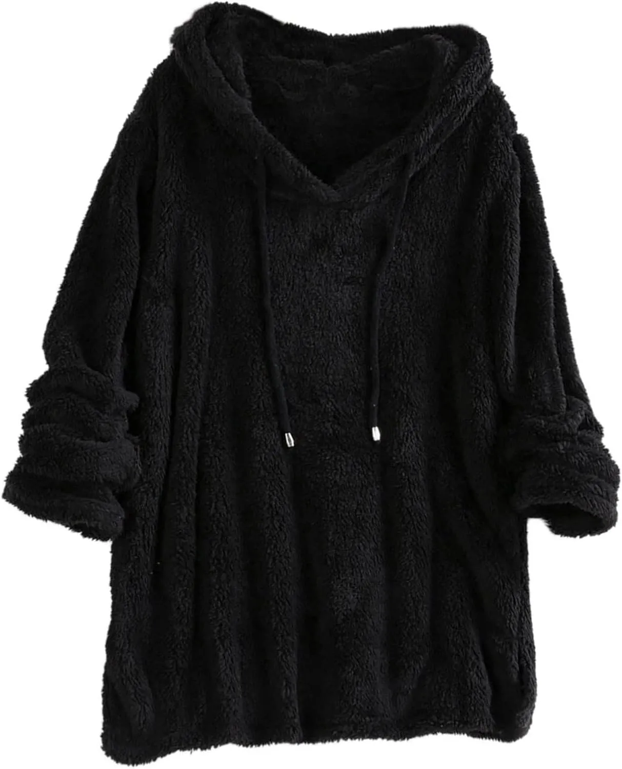 Sherpa Hoodies for Women Oversized Long Sleeve Fuzzy Fleece Sweatshirt Winter Warm Pullover Sweater Pajama Tops