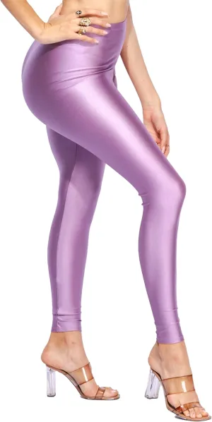 Shiny Leggings High Waist Neon Leggings Elastic Stretch Skinny Comfy Lightweight Pants Tights Disco Party Rave