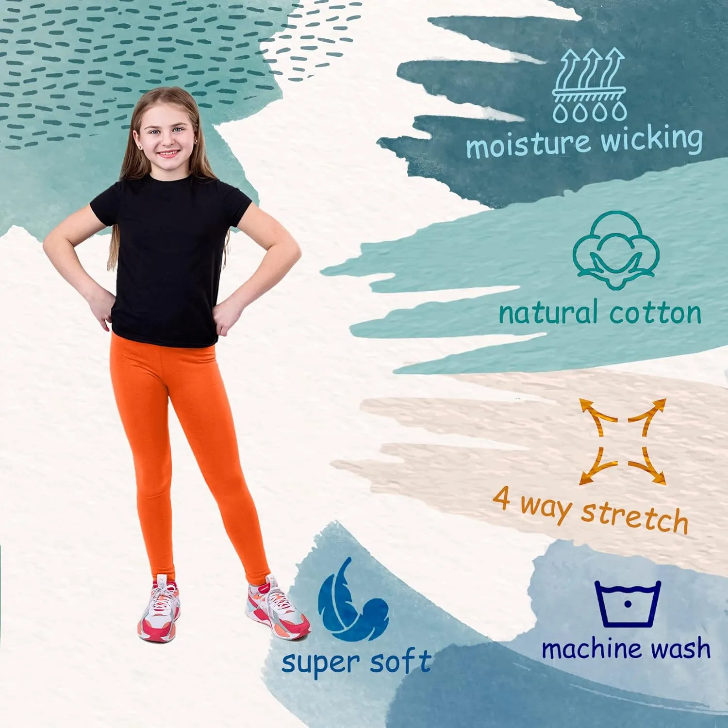 Silky Toes Girls Leggings Basic School Premium Cotton Footless Leggings for Toddler, Little Kid to Teen Girl