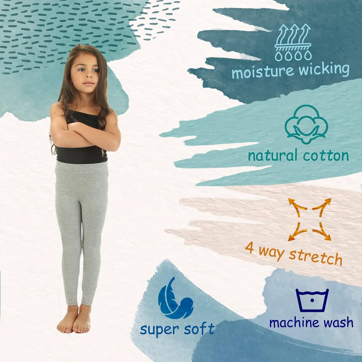Silky Toes Girls Leggings Basic School Premium Cotton Footless Leggings for Toddler, Little Kid to Teen Girl