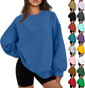 slqdgmryz Crewneck Sweatshirts Women Oversized Fleece Preppy Sweatshirt Loose Fit Plain Y2K Hoodie Winter Sweaters Pullover