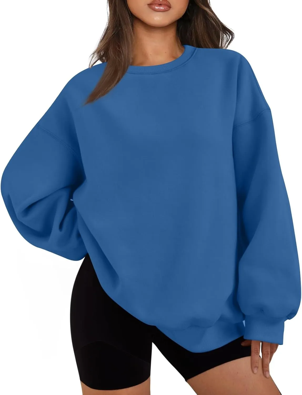 slqdgmryz Crewneck Sweatshirts Women Oversized Fleece Preppy Sweatshirt Loose Fit Plain Y2K Hoodie Winter Sweaters Pullover