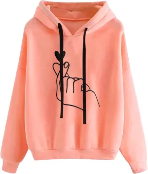 SMIDOW Women's Casual Hooded Sweatshirts 2023 Fall Fashion Clothes Fleece Fall Teen Girl Y2K Hoodies Pullover Tops