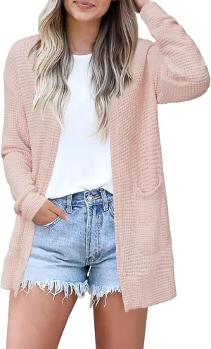 STYLEWORD Women's Fashion Cardigan Sweater Lightweight Open Front Long Casual Beach Kimonos Outfits with Pockets