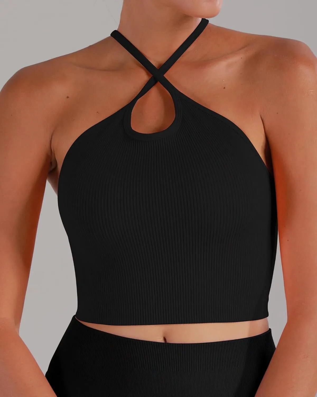Sunzel Free to Be Tank, Crop Ribbed Tank Tops Seamless Racerback Camisoles No pad Camis Cropped Workout Gym Yoga