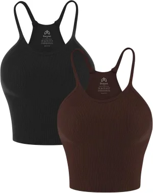 Sunzel Free to Be Tank, Crop Ribbed Tank Tops Seamless Racerback Camisoles No pad Camis Cropped Workout Gym Yoga