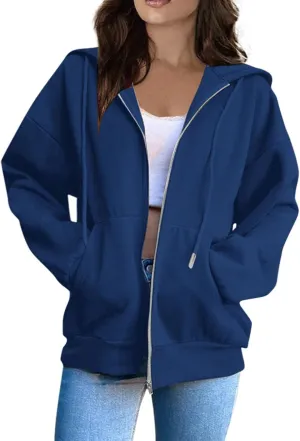 Sweatshirts for Women Womens Fashion Women Zip Up Hoodies Oversized Sweatshirts Casual 2024 Fall Jacket with Pockets