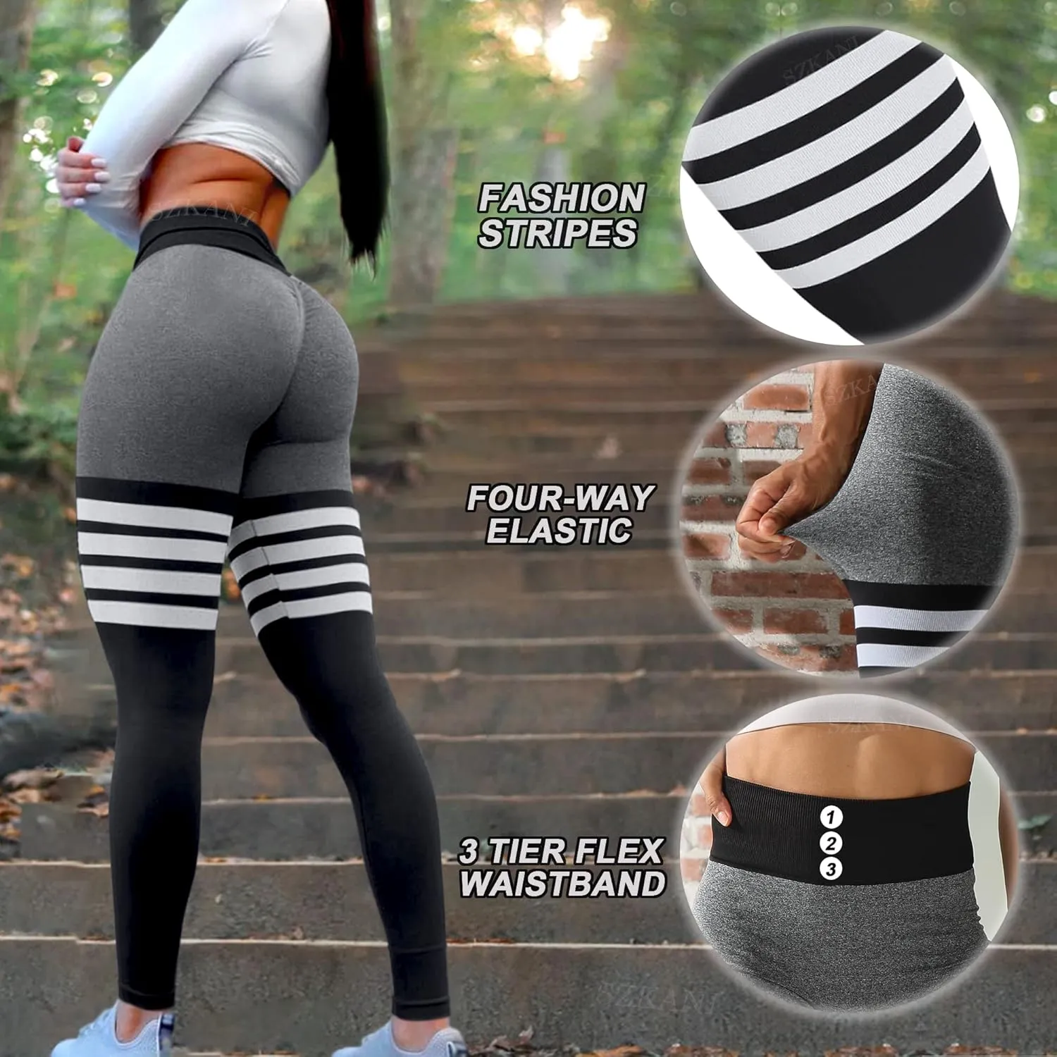 SZKANI Workout Leggings for Women Scrunch Butt Lifting Leggings Booty High Waist Yoga Pants Seamless Gym Tights
