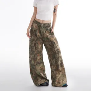 Tactical Camo Wide-Leg Cargo Pants