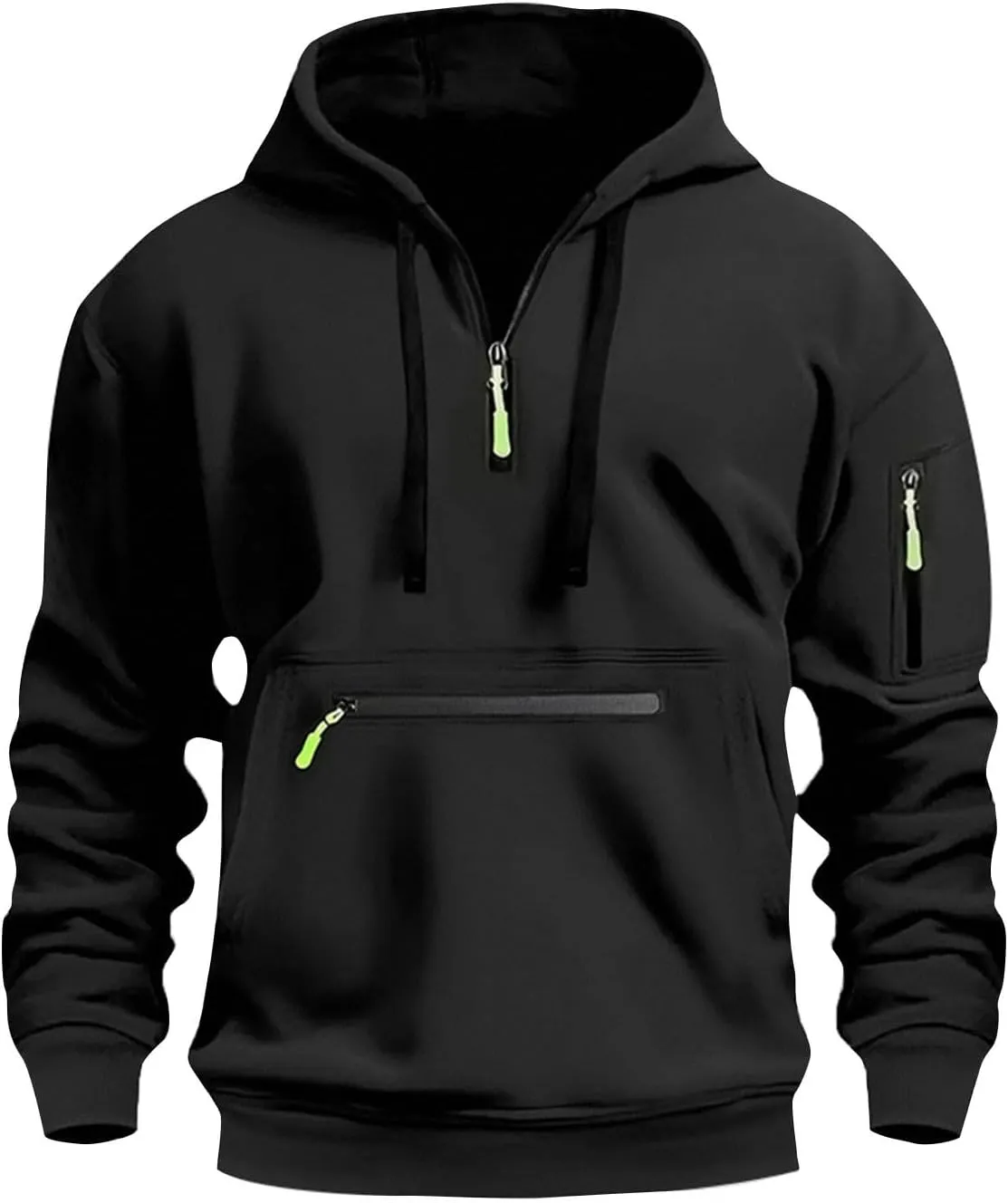 Tactical Hoodies for Men Outdoor Athletic Quarter Zip Pullover Winter Warm Long Sleeve Hooded Sweatshirt with Pockets