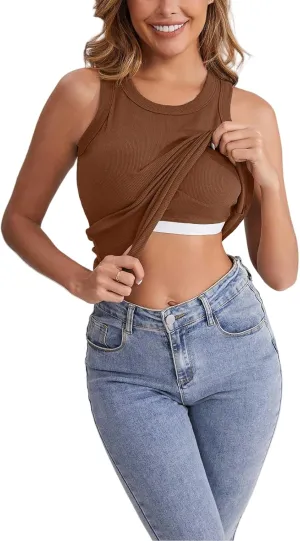 Tank top with Built in Bra for Women Racerback Workout Undershirt Cotton Camisole Workout Sports Padded Cami 2025